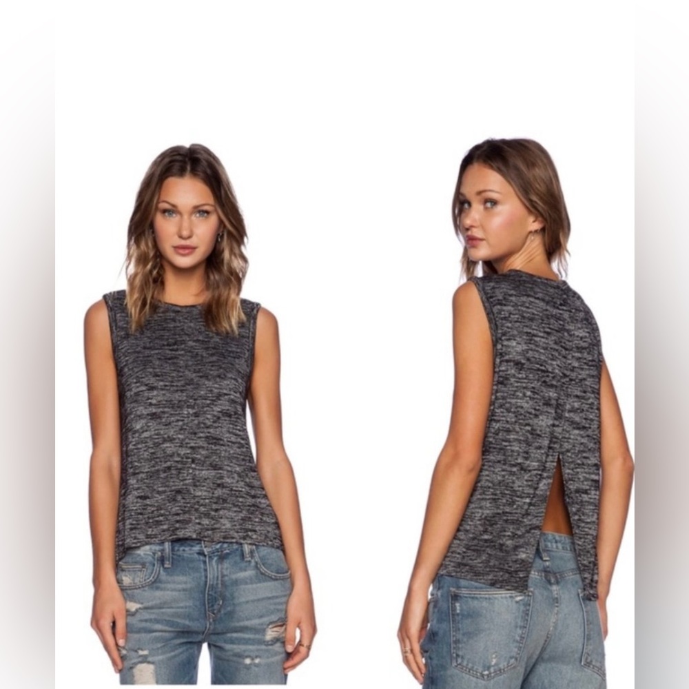 Rag and Bone Nicole Split Back‎ Tank in Marbled Black